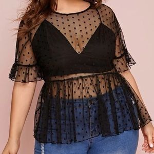 Black Polka Dot Sheer Top